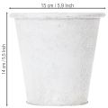 Pflanztopf Metall Weiß Ø15,5cm H14,5cm mit Ornamenten | Floristik24.at