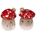 Floristik24 ProductName  Pilzhaus Miniatur-Dekoration 6 cm Keramik rot-weiß 2 Stück