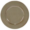 Floristik24 Kleine Dekoteller Kunststoff 17cm dunkelgrün-braun 6er-Set