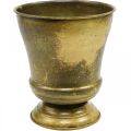 Floristik24 Vintage Übertopf Metall Pokalvase Messing Ø17cm H19cm