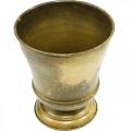 Vintage Übertopf Metall Pokalvase Messing Ø17cm H19cm | Floristik24.at