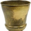 Vintage Übertopf Metall Pokalvase Messing Ø17cm H19cm | Floristik24.at