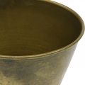 Vintage Übertopf Metall Pokalvase Messing Ø11,5cm H13,5cm | Floristik24.at