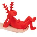 Dekofigur Rentier liegend 24cm Rot Kunststoff 2er-Set für Innenbereich | Floristik24.at