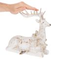 Dekofigur Hirsch sitzend mit Geweih 30cm Weiß Polyresin | Floristik24.at