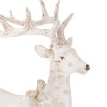 Dekofigur Hirsch sitzend mit Geweih 30cm Weiß Polyresin | Floristik24.at