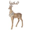 Floristik24 Dekofigur Hirsch stehend aus Polyresin mit Geweih und Tannenzapfen 41 cm gold-silber
