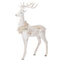 Floristik24 Dekofigur Hirsch aus Kunstharz mit Zapfenschmuck 49cm Weiß-Grau
