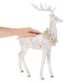 Dekofigur Hirsch aus Kunstharz mit Zapfenschmuck 49cm Weiß-Grau | Floristik24.at