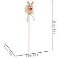 Dekostecker Rentierfigur 24 cm Holz Stoff Pompom Braun Beige Weiß Innenbereich 12 Stück | Floristik24.at