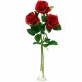 Floristik24 Rote Rose Kunstrosen Seidenblumen 3St