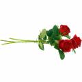 Floristik24 Rote Rose Kunstrosen Seidenblumen 3St