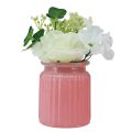 Floristik24 Rose Künstlich im Topf aus Glas Rosa Weiß H16cm 2St