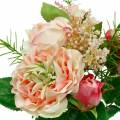 Floristik24 Rosenstrauß Künstlicher Rosen im Bund Rosa Seidenblumen Bukett