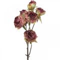 Floristik24 Künstliche Rose, Tischdeko, Kunstblume Rosa, Rosenzweig Antik-Optik L53cm