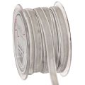 Floristik24 Samtband Grau 10mm 20m für Dekorationen und Bastelarbeiten
