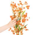 Künstlicher Orchideenzweig 110cm Orange mit grünen Blättern 3er Set für Raumdekoration | Floristik24.at