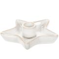 Floristik24 Kerzenhalter Stern aus Keramik Weiß Ø12cm für Stabkerzen im 2er-Set