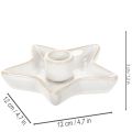 Kerzenhalter Stern aus Keramik Weiß Ø12cm für Stabkerzen im 2er-Set | Floristik24.at