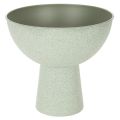 Floristik24 Dekoschale mit Standfuß für Pflanzen 25 cm, Metall, grau-grüne Granitoptik