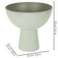 Dekoschale mit Standfuß für Pflanzen 25 cm, Metall, grau-grüne Granitoptik | Floristik24.at