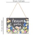 Gartenschild aus Schiefer mit Blumenmotiv und Juteband 15 cm | Floristik24.at