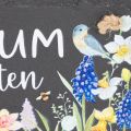 Gartenschild aus Schiefer mit Blumenmotiv und Juteband 15 cm | Floristik24.at