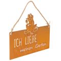Floristik24 Schild aus Metall mit Frosch-Motiv und Gartenspruch in Edelrostoptik, 38cm