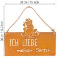 Schild aus Metall mit Frosch-Motiv und Gartenspruch in Edelrostoptik, 38cm | Floristik24.at