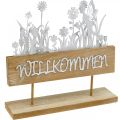 Floristik24 Willkommenschild, Aufsteller mit Elfen, Frühlingsdeko aus Metall, Holz Natur, Weiß L28,5cm H27,5cm