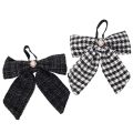 Floristik24 Karierte Stoffschleife mit Brosche und Aufhänger 24 cm Schwarz-Weiß 2er-Set