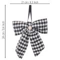 Karierte Stoffschleife mit Brosche und Aufhänger 24 cm Schwarz-Weiß 2er-Set | Floristik24.at
