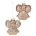 Floristik24 Glas-Weihnachtsanhänger Schleife zum Hängen 10 cm Braun 2er-Set