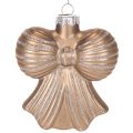 Glas-Weihnachtsanhänger Schleife zum Hängen 10 cm Braun 2er-Set | Floristik24.at