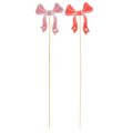 Deko-Schleife aus Holz auf Blumenstecker 32 cm, 12 Stück, Rot und Rosa | Floristik24.at