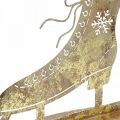 Floristik24 Schlittschuh aus Metall, Winterdeko, Deko-Eislaufschuh, Weihnachten Golden Antik-Optik H22,5cm
