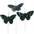 Floristik24 Federschmetterlinge Schwarz-Weiß, Schmetterlinge am Draht, künstliche Falter 5,5×9cm 12St