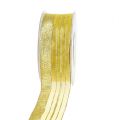 Floristik24 Schmuckband mit Lurexstreifen Gold 40mm 20m