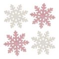 Floristik24 Schneeflocke 4cm Pink/Weiß mit Glitter 72St