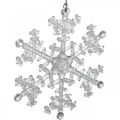 Floristik24 Deko-Schneeflocke, Winterdeko, Eiskristall zum Hängen, Weihnachten H10cm B9,5cm Kunststoff 12St