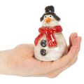 Schneemann Figur aus Keramik mit rotem Schal und schwarzem Hut H10cm | Floristik24.at