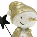 Floristik24 Dekofigur Schneemann weiß/gold 7,5cm 4St