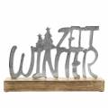 Floristik24 Tischdeko „Winterzeit“ Metall, Mangoholz Silbern 33×22cm