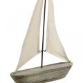 Floristik24 Segelboot, Boot aus Holz, Maritime Deko Shabby Chic Naturfarben, Weiß H37cm L24cm