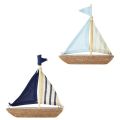 Floristik24 Vintage Segelboot Holz Deko Schiff 12×3×15cm Sortiert 2St