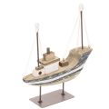 Schiff Deko maritim aus Holz mit Standfuß 20cm mehrfarbig | Floristik24.at