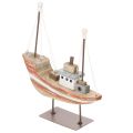 Floristik24 Dekoschiff Schiffsmodell Holzboot mit Metall-Masten 20 cm mehrfarbig für Fensterbank