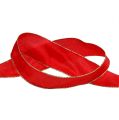 Floristik24 Seidenband Rot mit Goldkante 40mm 25m