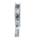 Floristik24 Dekoband Silber mit Drahtkante 15mm 25m