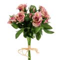 Floristik24 Seidenstoffblumen Rosenstrauß L26cm Altrosa 3St